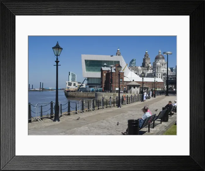 Framed Print : View from Albert Dock, towards the new Museum of Liverpool and the Three Graces Framed Print : View from Albert Dock, towards the new Museum of Liverpool and the Three Graces