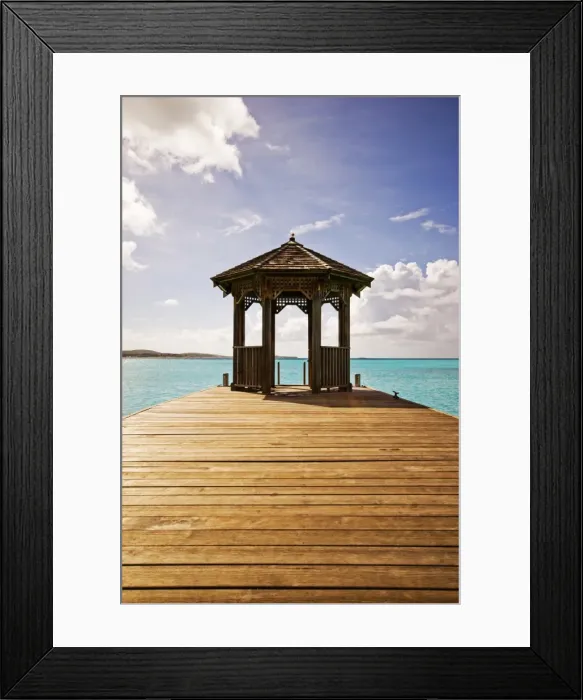 Framed Print : A jetty stretches out into the Caribbean Sea, Antigua, Leeward Islands Framed Print : A jetty stretches out into the Caribbean Sea, Antigua, Leeward Islands