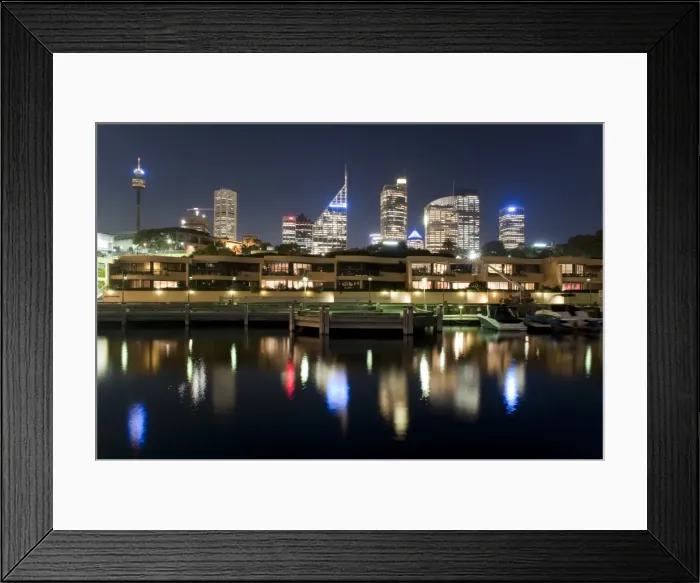 Framed Print : Wooloomooloo seafront and city in the background, Sydney, New South Wales