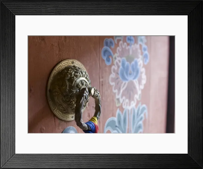 Framed Print : Knocker at entrance door, Paro Tsechu, Bhutan, Asia Framed Print : Knocker at entrance door, Paro Tsechu, Bhutan, Asia