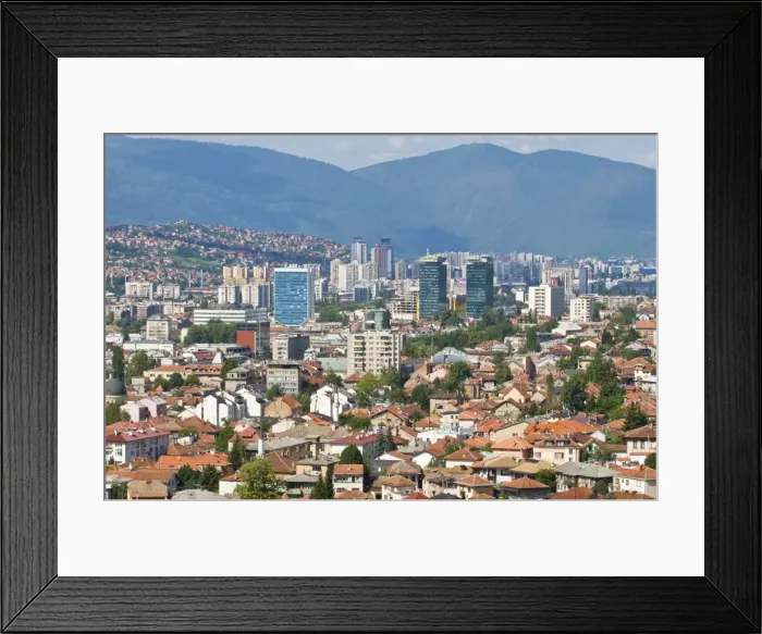 Framed Print : View over the town of Sarajevo, Bosnia-Herzegovina, Europe Framed Print : View over the town of Sarajevo, Bosnia-Herzegovina, Europe