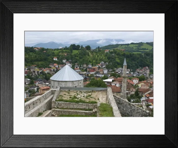 Framed Print : Medieval Castle with minaret, Travnik, Bosnia-Herzegovina, Europe