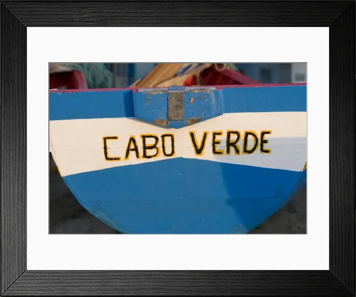 Framed Print : Fishing boat with Cabo Verde name, Tarrafal, Santiago, Cape Verde Islands, Africa Framed Print : Fishing boat with Cabo Verde name, Tarrafal, Santiago, Cape Verde Islands, Africa