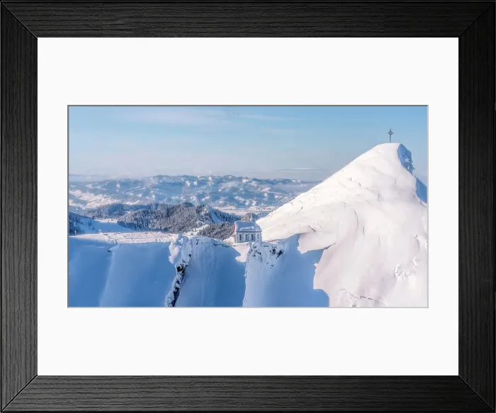 Framed Print : Church and cross on the descent from Mount Pilatus, Lake Lucerne, Switzerland, Europe Framed Print : Church and cross on the descent from Mount Pilatus, Lake Lucerne, Switzerland, Europe