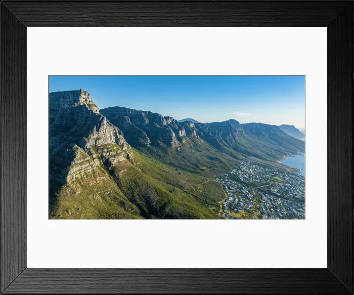 Framed Print : Aerial of the Table Mountain and the Twelve Apostles, Cape Town, South Africa, Africa Framed Print : Aerial of the Table Mountain and the Twelve Apostles, Cape Town, South Africa, Africa