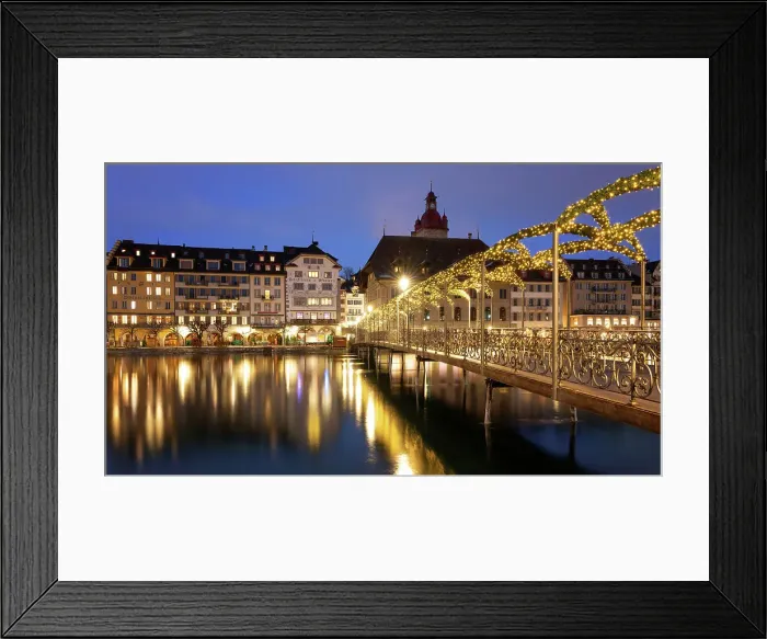Framed Print : Rathaussteg Bridge in the evening, Lucerne, Switzerland, Europe Framed Print : Rathaussteg Bridge in the evening, Lucerne, Switzerland, Europe