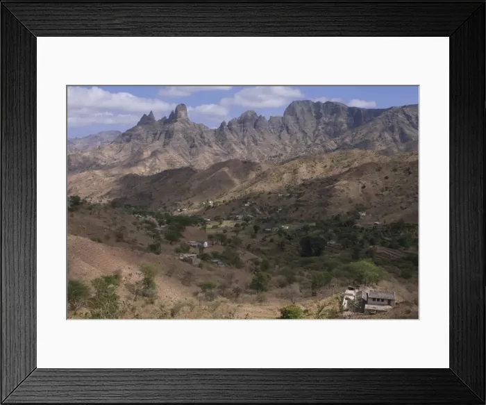Framed Print : Rocky landscape with sporadic buildings, Santiago, Cape Verde Islands, Africa Framed Print : Rocky landscape with sporadic buildings, Santiago, Cape Verde Islands, Africa