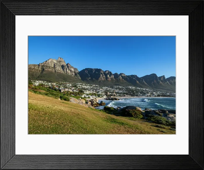 Framed Print : Fine sand beach under the Twelve Apostles, Camps Bay, Cape Town, South Africa, Africa Framed Print : Fine sand beach under the Twelve Apostles, Camps Bay, Cape Town, South Africa, Africa