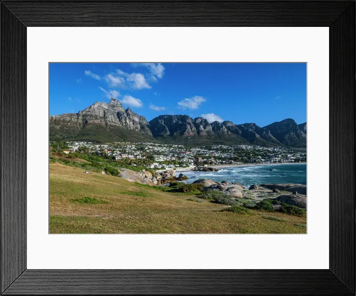 Framed Print : Fine sand beach under the Twelve Apostles, Camps Bay, Cape Town, South Africa, Africa Framed Print : Fine sand beach under the Twelve Apostles, Camps Bay, Cape Town, South Africa, Africa