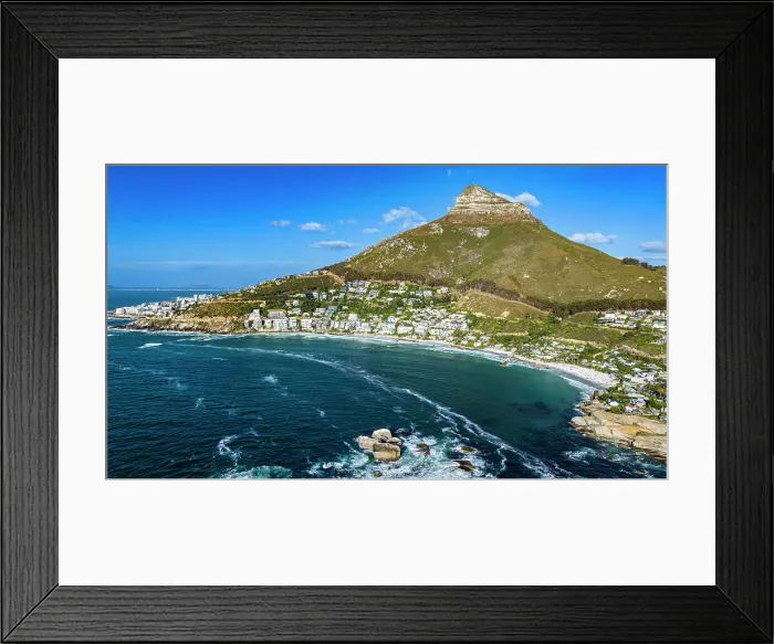 Framed Print : Aerial of the Lion's Head and Camps Bay, Cape Town, South Africa, Africa Framed Print : Aerial of the Lion's Head and Camps Bay, Cape Town, South Africa, Africa