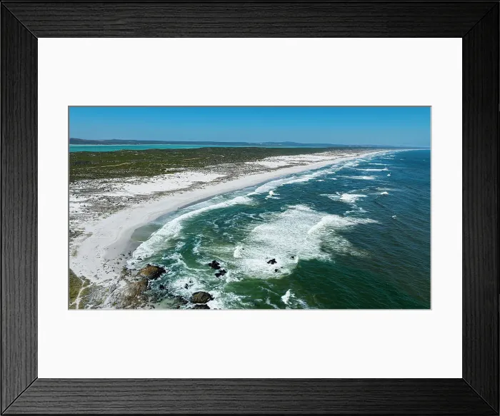 Framed Print : Aerial of a white sandy beach, West Coast National Park, Western Cape Province, South Africa, Africa Framed Print : Aerial of a white sandy beach, West Coast National Park, Western Cape Province, South Africa, Africa
