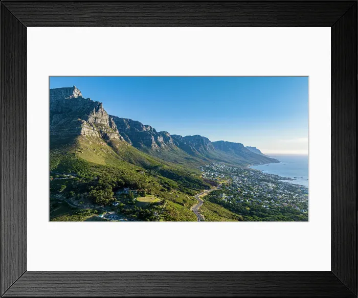 Framed Print : Aerial of the Table Mountain and the Twelve Apostles, Cape Town, South Africa, Africa Framed Print : Aerial of the Table Mountain and the Twelve Apostles, Cape Town, South Africa, Africa
