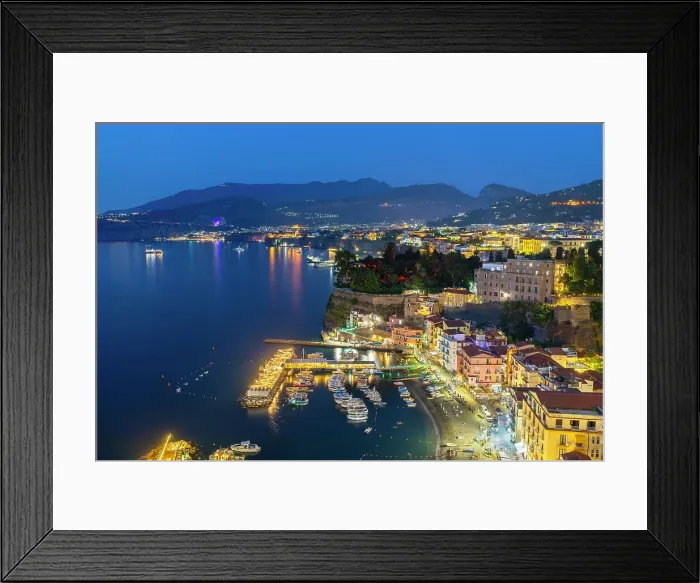 Framed Print : Panoramic dusk view of Sorrento, Bay of Naples, Campania, Italy, Mediterranean, Europe Framed Print : Panoramic dusk view of Sorrento, Bay of Naples, Campania, Italy, Mediterranean, Europe