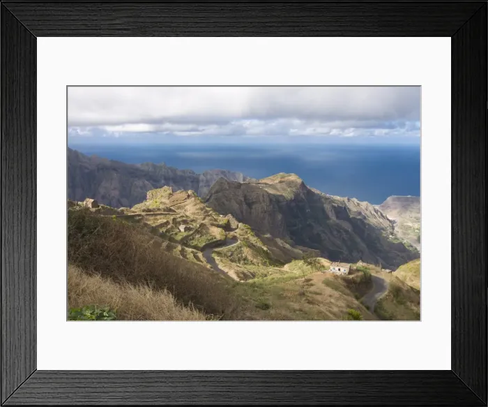 Framed Print : Mountain landscape of the island of San Antao with agricultural terraces Framed Print : Mountain landscape of the island of San Antao with agricultural terraces