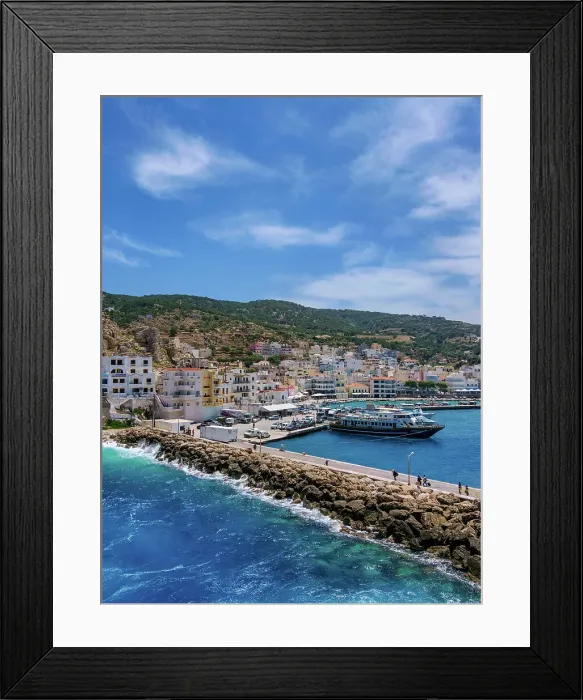 Framed Print : Port in Pigadia, Karpathos Island, Dodecanese, Greek Islands, Greece, Europe