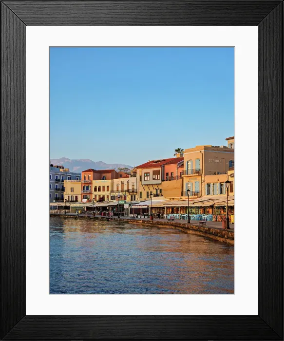 Framed Print : Old Town Waterfront at sunrise, City of Chania, Crete, Greek Islands, Greece, Europe Framed Print : Old Town Waterfront at sunrise, City of Chania, Crete, Greek Islands, Greece, Europe