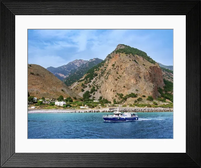 Framed Print : Ferry at Agia Roumeli, Chania Region, Crete, Greek Islands, Greece, Europe Framed Print : Ferry at Agia Roumeli, Chania Region, Crete, Greek Islands, Greece, Europe