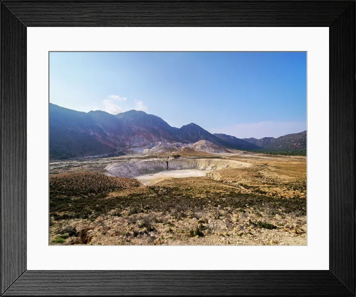 Framed Print : Stefanos Volcano Crater, elevated view, Nisyros Island, Dodecanese, Greek Islands, Greece, Europe