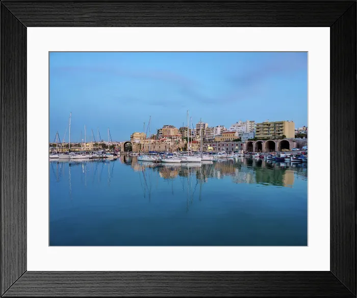 Framed Print : Venetian Dockyards at the Old Port at dusk, City of Heraklion, Crete, Greek Islands, Greece, Europe Framed Print : Venetian Dockyards at the Old Port at dusk, City of Heraklion, Crete, Greek Islands, Greece, Europe