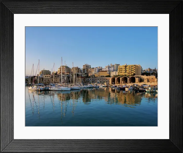 Framed Print : Venetian Dockyards at the Old Port, sunrise, City of Heraklion, Greek Islands, Greece, Europe