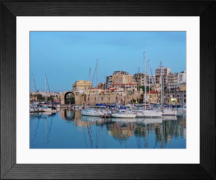 Framed Print : Venetian Dockyards at the Old Port at dusk, City of Heraklion, Crete, Greek Islands, Greece, Europe Framed Print : Venetian Dockyards at the Old Port at dusk, City of Heraklion, Crete, Greek Islands, Greece, Europe