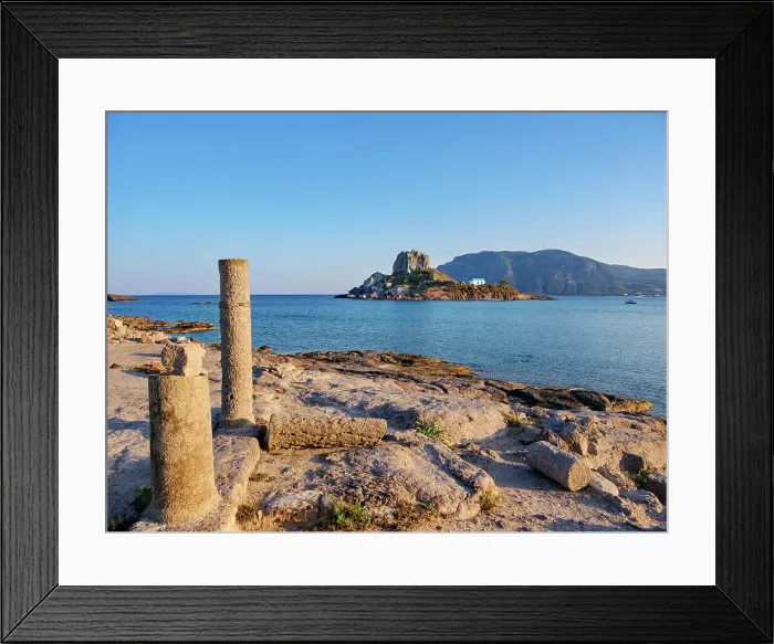 Framed Print : St. Stefanos Basilica Ruins and Kastri Island at sunset, Agios Stefanos Beach, Kos Island, Dodecanese, Greek Islands, Greece, Europe Framed Print : St. Stefanos Basilica Ruins and Kastri Island at sunset, Agios Stefanos Beach, Kos Island, Dodecanese, Greek Islands, Greece, Europe