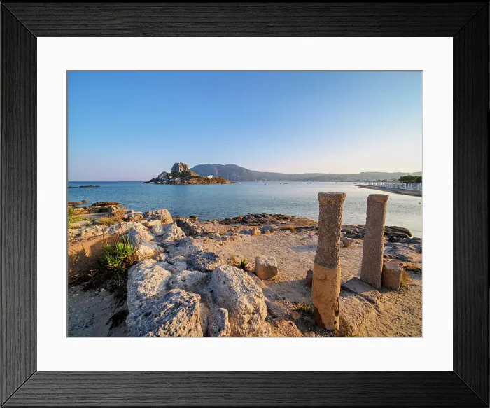 Framed Print : St. Stefanos Basilica Ruins and Kastri Island at sunset, Agios Stefanos Beach, Kos Island, Dodecanese, Greek Islands, Greece, Europe Framed Print : St. Stefanos Basilica Ruins and Kastri Island at sunset, Agios Stefanos Beach, Kos Island, Dodecanese, Greek Islands, Greece, Europe