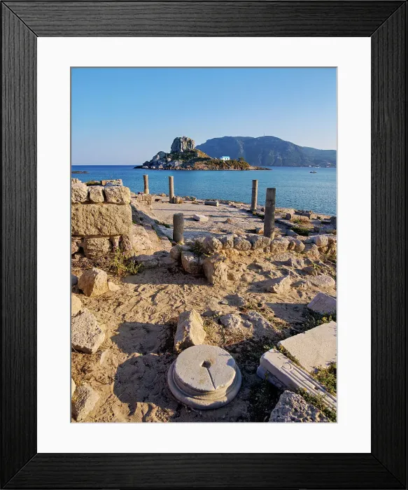 Framed Print : St. Stefanos Basilica Ruins and Kastri Island, Agios Stefanos Beach, Kos Island, Dodecanese, Greek Islands, Greece, Europe Framed Print : St. Stefanos Basilica Ruins and Kastri Island, Agios Stefanos Beach, Kos Island, Dodecanese, Greek Islands, Greece, Europe