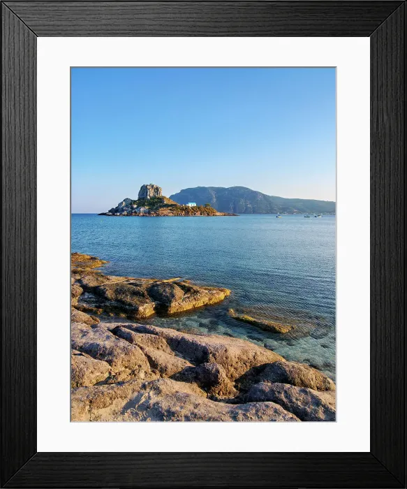 Framed Print : Kastri Island seen from Agios Stefanos Beach, Kamari Bay, Kos Island, Dodecanese, Greek Islands, Greece, Europe Framed Print : Kastri Island seen from Agios Stefanos Beach, Kamari Bay, Kos Island, Dodecanese, Greek Islands, Greece, Europe