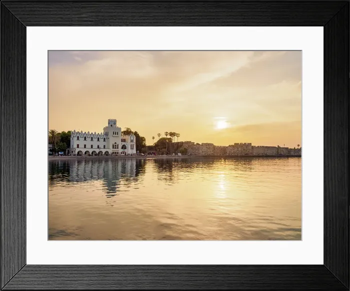 Framed Print : Nerantzia Castle and Palazzo del Governo at sunset, Kos Town, Kos Island, Dodecanese, Greek Islands, Greece, Europe