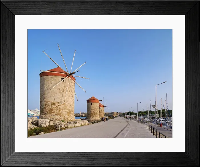 Framed Print : Windmills at Mandraki Harbour, Rhodes City, Rhodes Island, Dodecanese, Greek Islands, Greece, Europe Framed Print : Windmills at Mandraki Harbour, Rhodes City, Rhodes Island, Dodecanese, Greek Islands, Greece, Europe