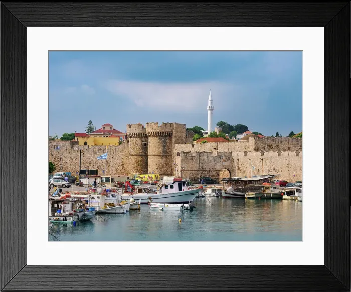 Framed Print : Kolona Harbour, Medieval Old Town, Rhodes City, Rhodes Island, Dodecanese, Greek Islands, Greece, Europe