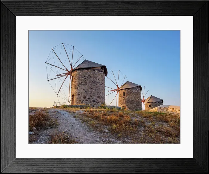 Framed Print : Windmills of Patmos Chora at sunset, Patmos Island, Dodecanese, Greek Islands, Greece, Europe Framed Print : Windmills of Patmos Chora at sunset, Patmos Island, Dodecanese, Greek Islands, Greece, Europe