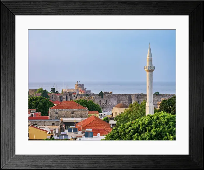 Framed Print : View over Ibrahim Pasha Mosque Minaret and Medieval Old Town towards Saint Nicholas Fortress, Rhodes City, Rhodes Island, Dodecanese, Greek Islands, Greece, Europe Framed Print : View over Ibrahim Pasha Mosque Minaret and Medieval Old Town towards Saint Nicholas Fortress, Rhodes City, Rhodes Island, Dodecanese, Greek Islands, Greece, Europe