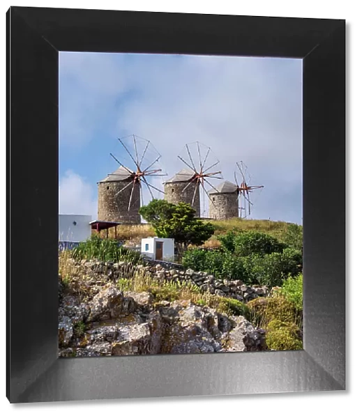 Windmills of Patmos Chora, Patmos Island, Dodecanese, Greek Islands, Greece, Europe