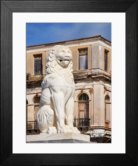Framed Print : Lion Statue at Pythagora Main Square, Samos Town, Samos Island, North Aegean, Greek Islands, Greece, Europe Framed Print : Lion Statue at Pythagora Main Square, Samos Town, Samos Island, North Aegean, Greek Islands, Greece, Europe