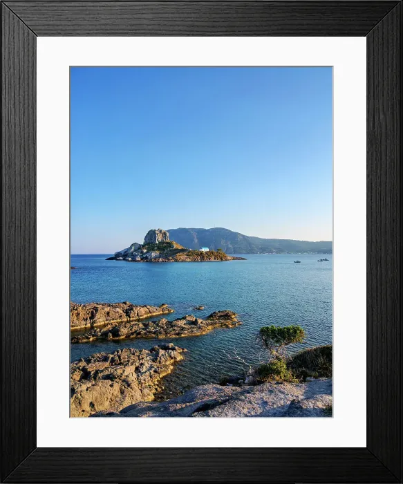 Framed Print : Kastri Island seen from Agios Stefanos Beach, Kamari Bay, Kos Island, Dodecanese, Greek Islands, Greece, Europe Framed Print : Kastri Island seen from Agios Stefanos Beach, Kamari Bay, Kos Island, Dodecanese, Greek Islands, Greece, Europe