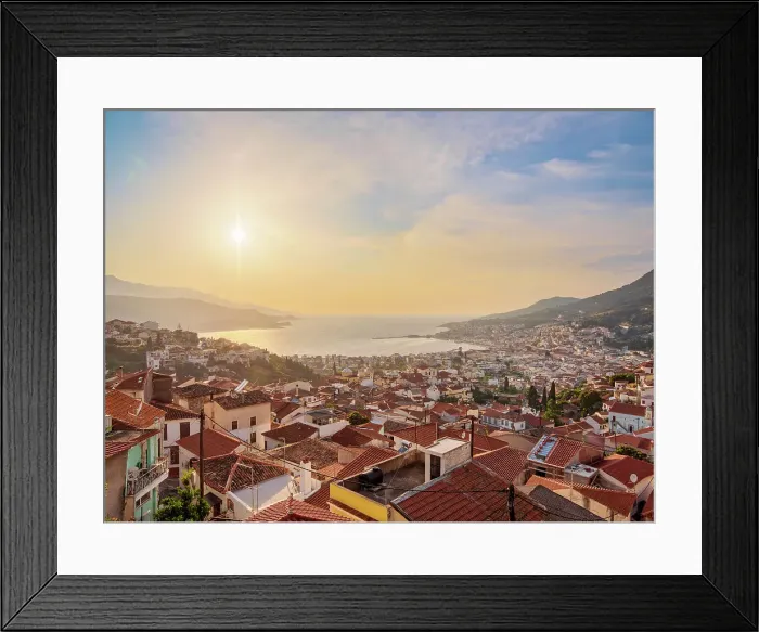 Framed Print : Ano Vathy at sunset, elevated view, Samos Town, Samos Island, North Aegean, Greek Islands, Greece, Europe Framed Print : Ano Vathy at sunset, elevated view, Samos Town, Samos Island, North Aegean, Greek Islands, Greece, Europe