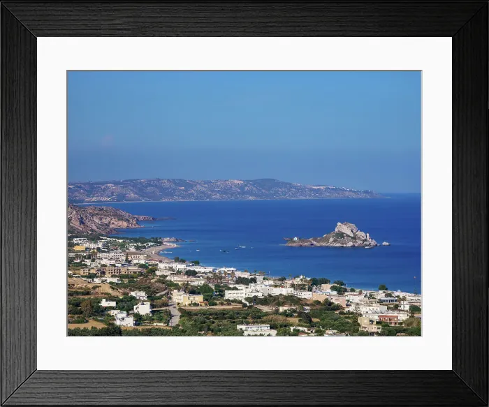 Framed Print : View towards the Kastri Island, Kamari Bay, Kos Island, Dodecanese, Greek Islands, Greece, Europe