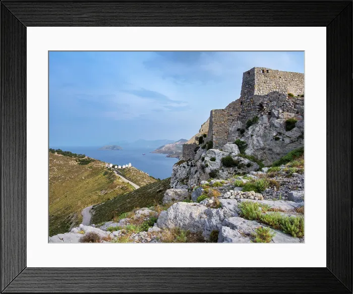 Framed Print : Medieval Castle and Windmills of Pandeli, Leros Island, Dodecanese, Greek Islands, Greece, Europe Framed Print : Medieval Castle and Windmills of Pandeli, Leros Island, Dodecanese, Greek Islands, Greece, Europe