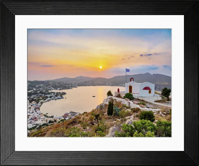 Framed Print : Church of Prophet Elias above the town of Agia Marina at sunset, Leros Island, Dodecanese, Greek Islands, Greece, Europe Framed Print : Church of Prophet Elias above the town of Agia Marina at sunset, Leros Island, Dodecanese, Greek Islands, Greece, Europe