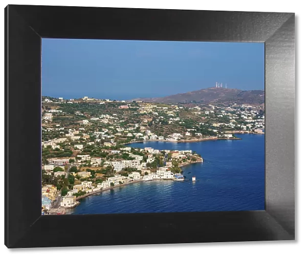 Coast of Agia Marina, elevated view, Leros Island, Dodecanese, Greek Islands, Greece, Europe