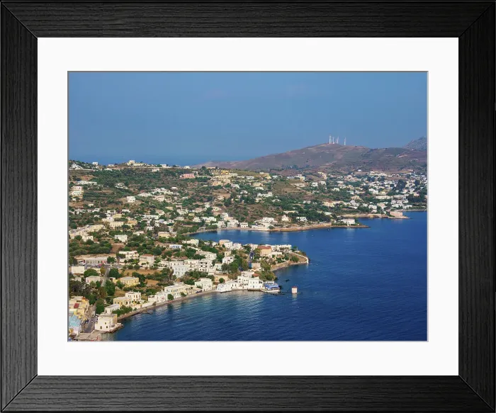 Framed Print : Coast of Agia Marina, elevated view, Leros Island, Dodecanese, Greek Islands, Greece, Europe
