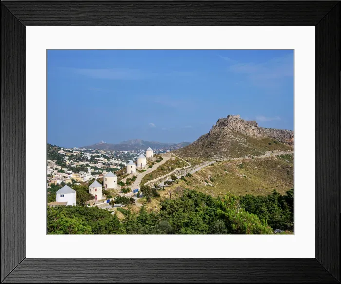 Framed Print : Medieval Castle and Windmills of Pandeli, Leros Island, Dodecanese, Greek Islands, Greece, Europe Framed Print : Medieval Castle and Windmills of Pandeli, Leros Island, Dodecanese, Greek Islands, Greece, Europe