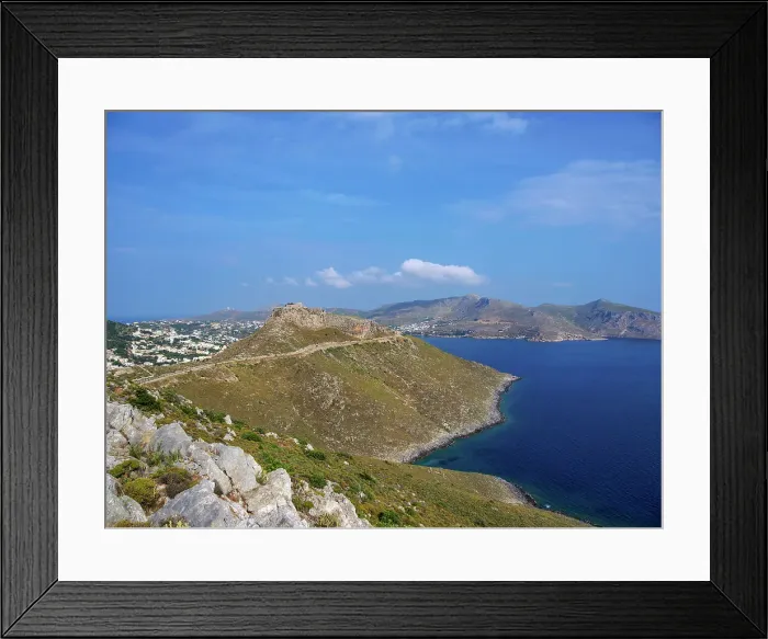 Framed Print : View towards the Medieval Castle of Pandeli, Leros Island, Dodecanese, Greek Islands, Greece, Europe Framed Print : View towards the Medieval Castle of Pandeli, Leros Island, Dodecanese, Greek Islands, Greece, Europe