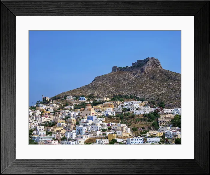 Framed Print : Platanos and Medieval Castle of Pandeli, Agia Marina, Leros Island, Dodecanese, Greek Islands, Greece, Europe Framed Print : Platanos and Medieval Castle of Pandeli, Agia Marina, Leros Island, Dodecanese, Greek Islands, Greece, Europe