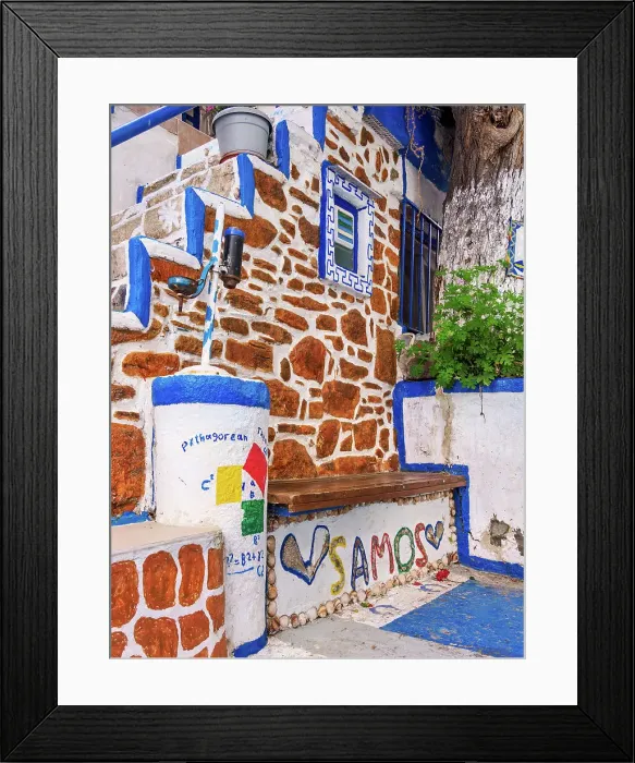 Framed Print : The Blue Street, detailed view, Pythagoreio, Samos Island, North Aegean, Greek Islands, Greece, Europe Framed Print : The Blue Street, detailed view, Pythagoreio, Samos Island, North Aegean, Greek Islands, Greece, Europe