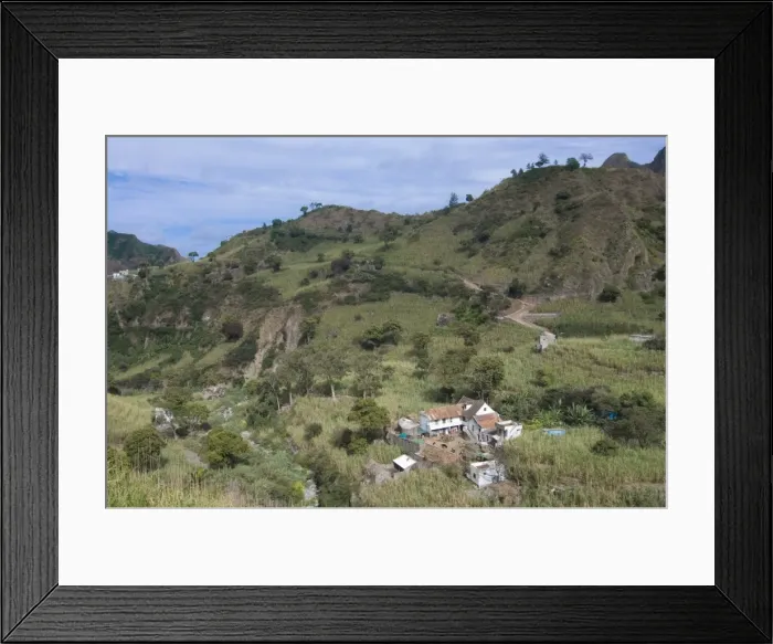 Framed Print : Mountain landscape with little houses, San Antao, Cabo Verde Islands, Africa Framed Print : Mountain landscape with little houses, San Antao, Cabo Verde Islands, Africa