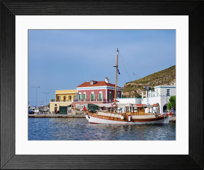 Framed Print : Port in Agia Marina, Leros Island, Dodecanese, Greek Islands, Greece, Europe Framed Print : Port in Agia Marina, Leros Island, Dodecanese, Greek Islands, Greece, Europe
