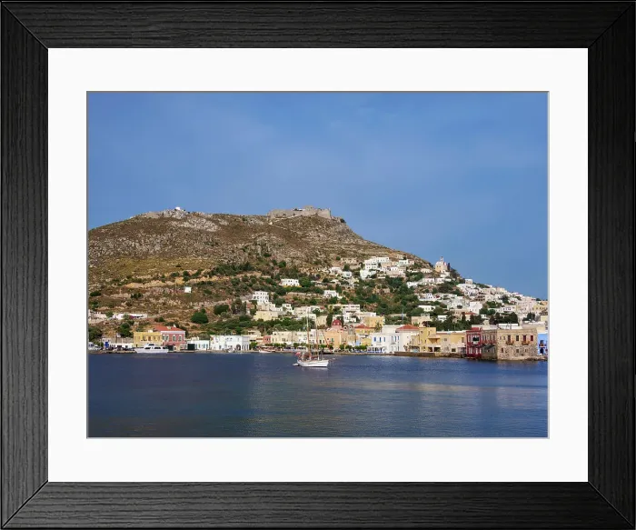 Framed Print : Agia Marina Waterfront and Medieval Castle of Pandeli, Leros Island, Dodecanese, Greek Islands, Greece, Europe Framed Print : Agia Marina Waterfront and Medieval Castle of Pandeli, Leros Island, Dodecanese, Greek Islands, Greece, Europe